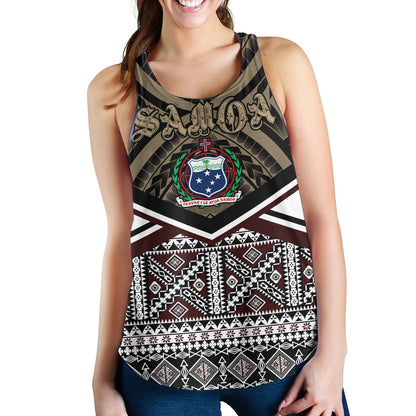 Samoa Women Tank - Samoa Masi Dobby Coat Of Arms Racerback Tank