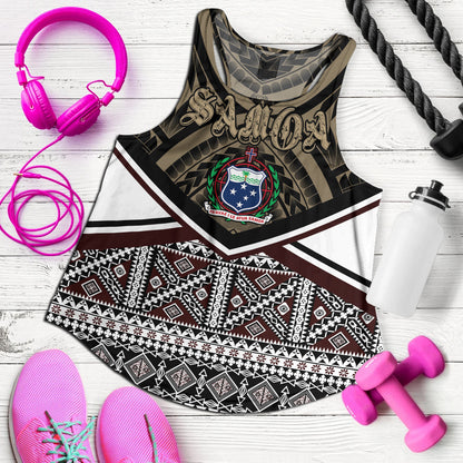 Samoa Women Tank - Samoa Masi Dobby Coat Of Arms Racerback Tank