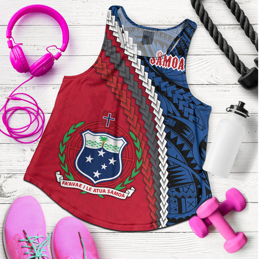 Samoa Women Tank - Samoa Coat Of Arms With Polynesian Tribal Flag Style