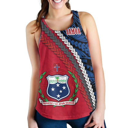 Samoa Women Tank - Samoa Coat Of Arms With Polynesian Tribal Flag Style