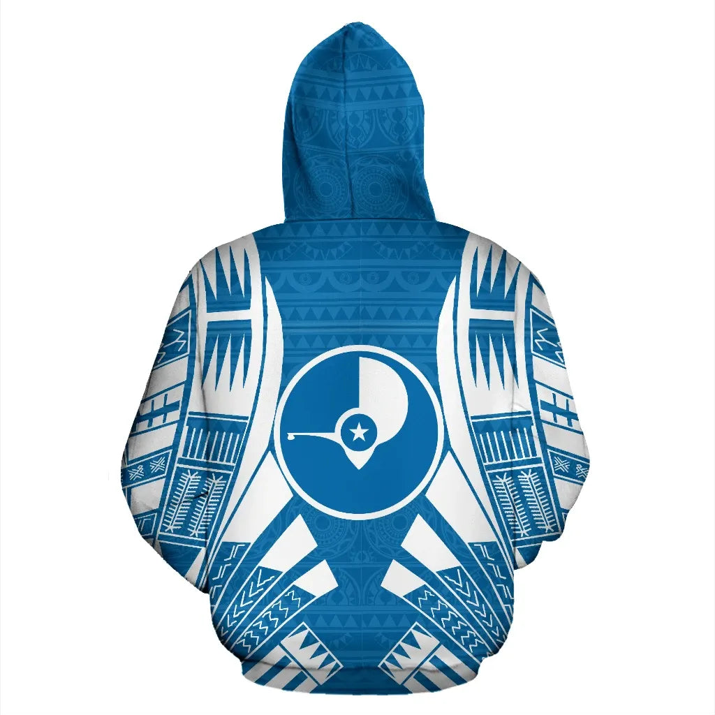 Yap All Over Custom Personalised Hoodie - Blue Flag Tattoo Style