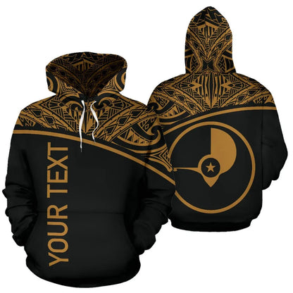 Yap All Over Custom Personalised Hoodie - Micronesian Gold Curve