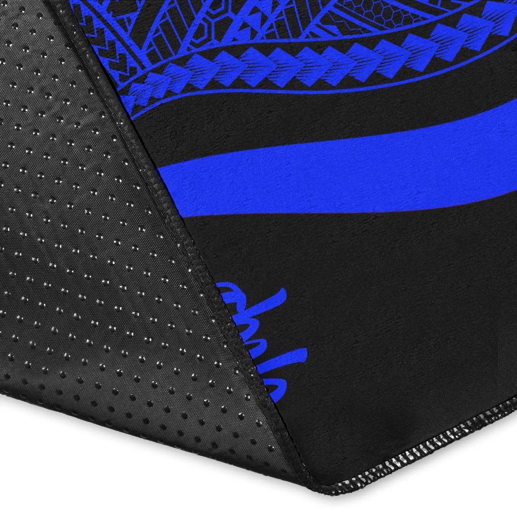 Yap Area Rug - Blue Polynesian Tentacle Tribal Pattern