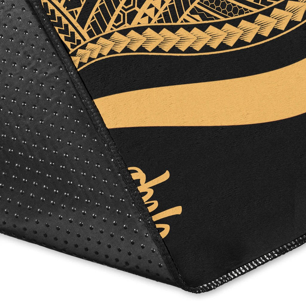 Yap Area Rug - Gold Polynesian Tentacle Tribal Pattern