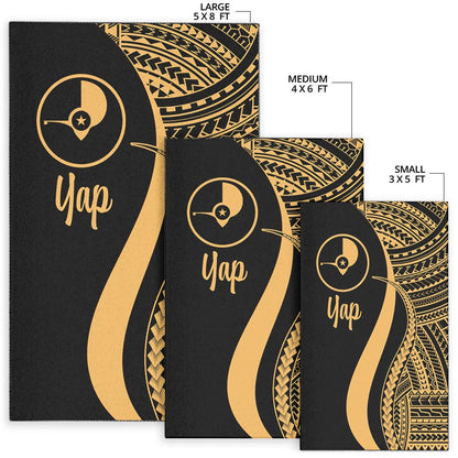 Yap Area Rug - Gold Polynesian Tentacle Tribal Pattern