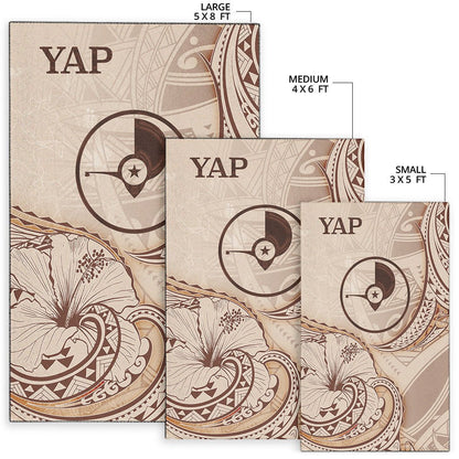 Yap Area Rug - Hibiscus Flowers Vintage Style
