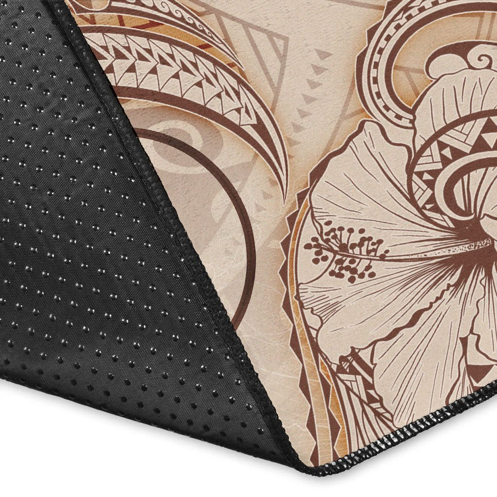 Yap Area Rug - Hibiscus Flowers Vintage Style