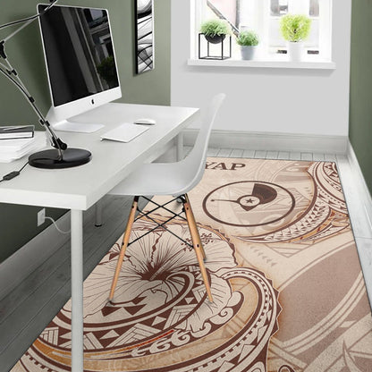 Yap Area Rug - Hibiscus Flowers Vintage Style