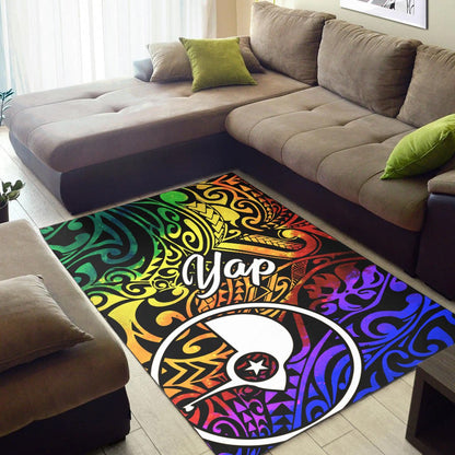 Yap Area Rug - Rainbow Polynesian Pattern