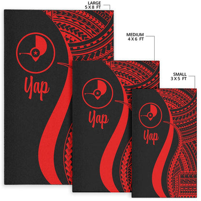 Yap Area Rug - Red Polynesian Tentacle Tribal Pattern