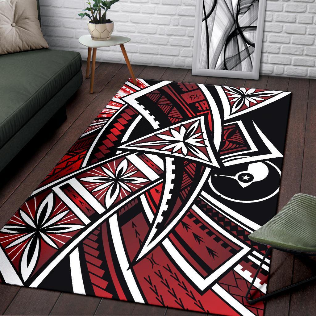 Yap Area Rug - Tribal Flower Special Pattern Red Color