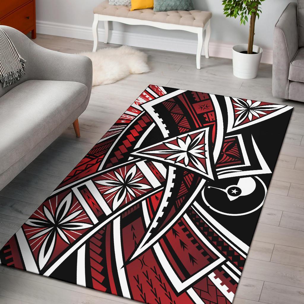Yap Area Rug - Tribal Flower Special Pattern Red Color