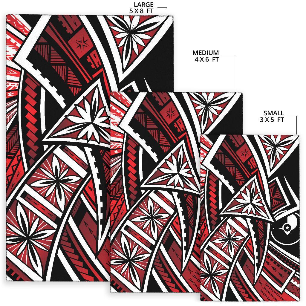 Yap Area Rug - Tribal Flower Special Pattern Red Color