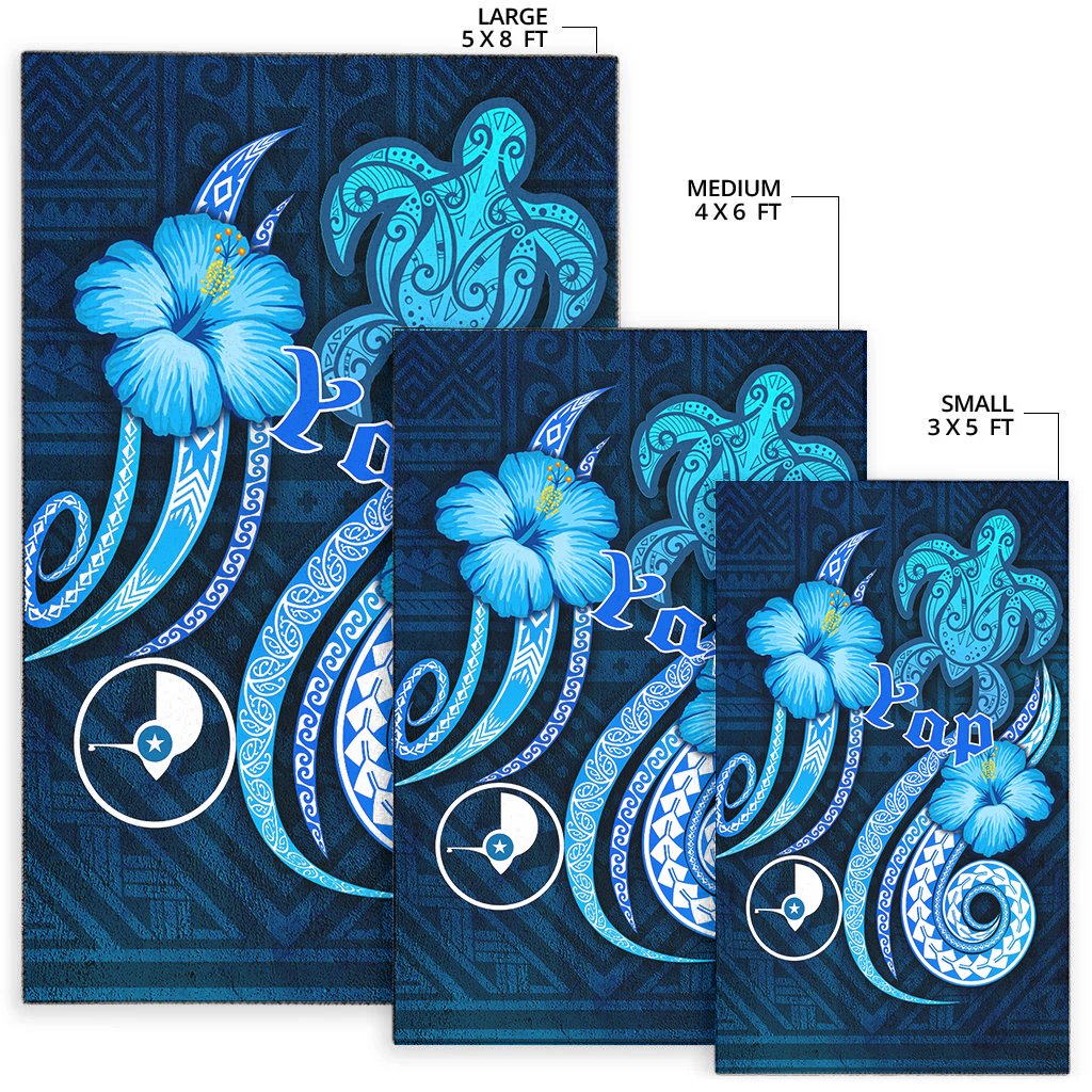 Yap Area Rug - Turtle and Tribal Tattoo Of Polynesian