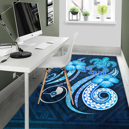 Yap Area Rug - Turtle and Tribal Tattoo Of Polynesian