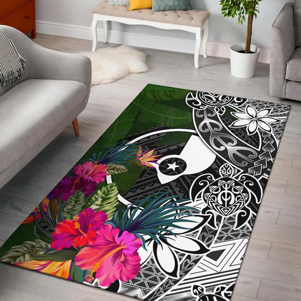 Yap Area Rug - Turtle Plumeria Banana Leaf