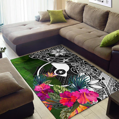 Yap Area Rug - Turtle Plumeria Banana Leaf