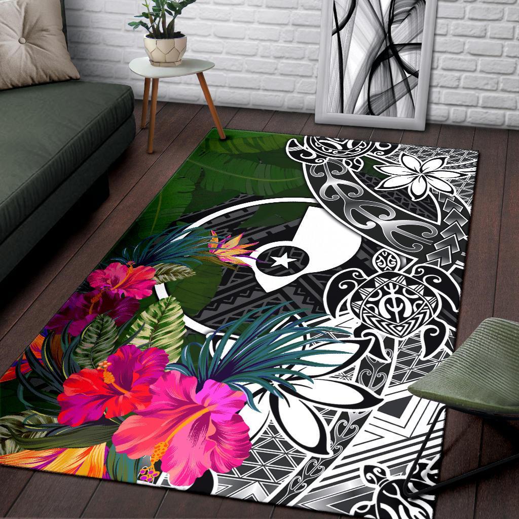 Yap Area Rug - Turtle Plumeria Banana Leaf