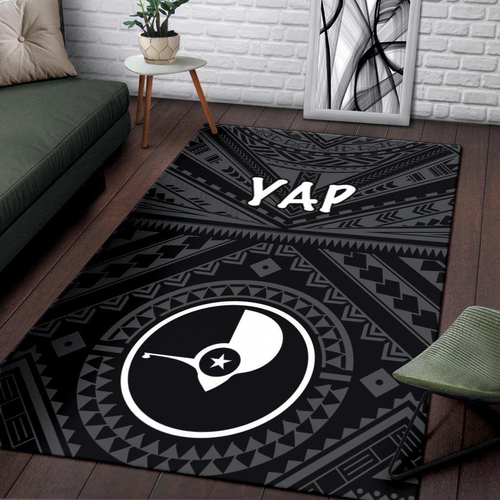 Yap Area Rug - Yap Seal With Polynesian Tattoo Style