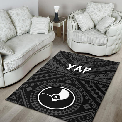 Yap Area Rug - Yap Seal With Polynesian Tattoo Style