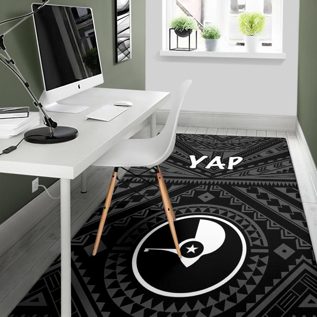 Yap Area Rug - Yap Seal With Polynesian Tattoo Style