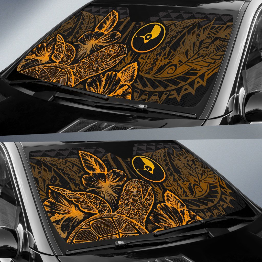 Yap Auto Sun Shades Turtle Hibiscus Gold