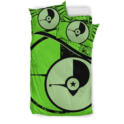 Yap Duvet Cover Set - Yap Flag Tattoo Green