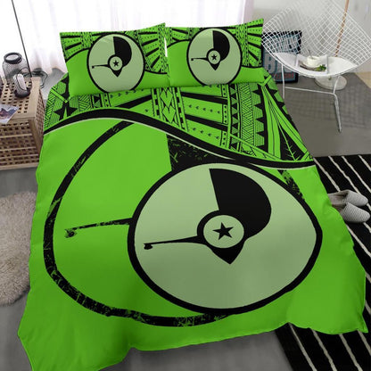 Yap Duvet Cover Set - Yap Flag Tattoo Green