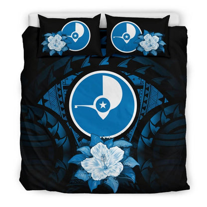 Yap Duvet Cover Set - Yap Flag & Dark Blue Hibiscus