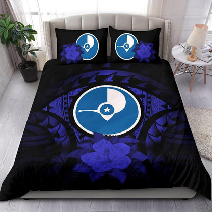 Yap Duvet Cover Set - Yap Flag & Dark Blue Hibiscus
