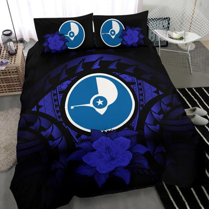 Yap Duvet Cover Set - Yap Flag & Dark Blue Hibiscus