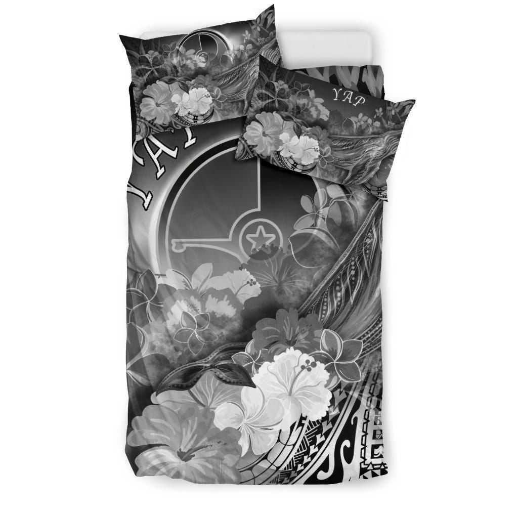 Yap Bedding Set - Humpback Whale With Tropical Flowers (White)