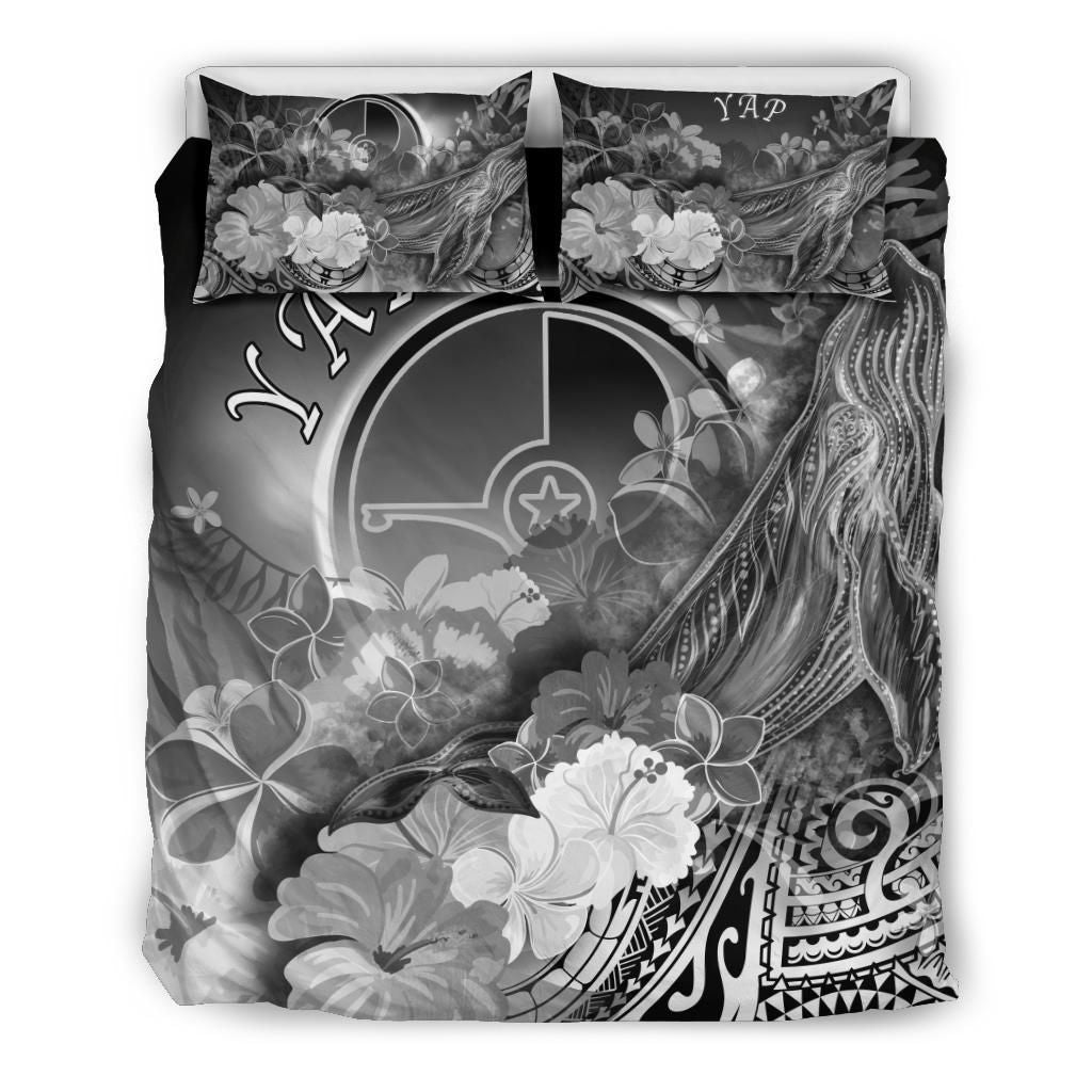 Yap Bedding Set - Humpback Whale With Tropical Flowers (White)
