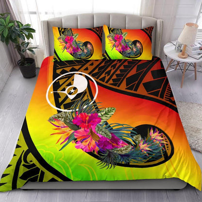 Yap Bedding Set - Polynesian Hook And Hibiscus (Reggae)