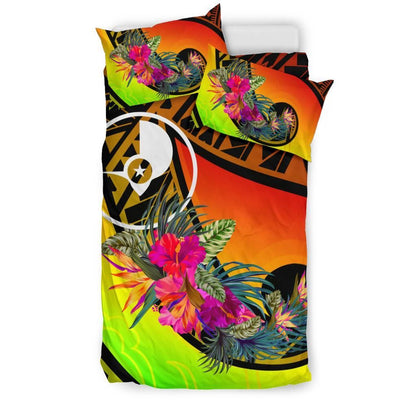Yap Bedding Set - Polynesian Hook And Hibiscus (Reggae)