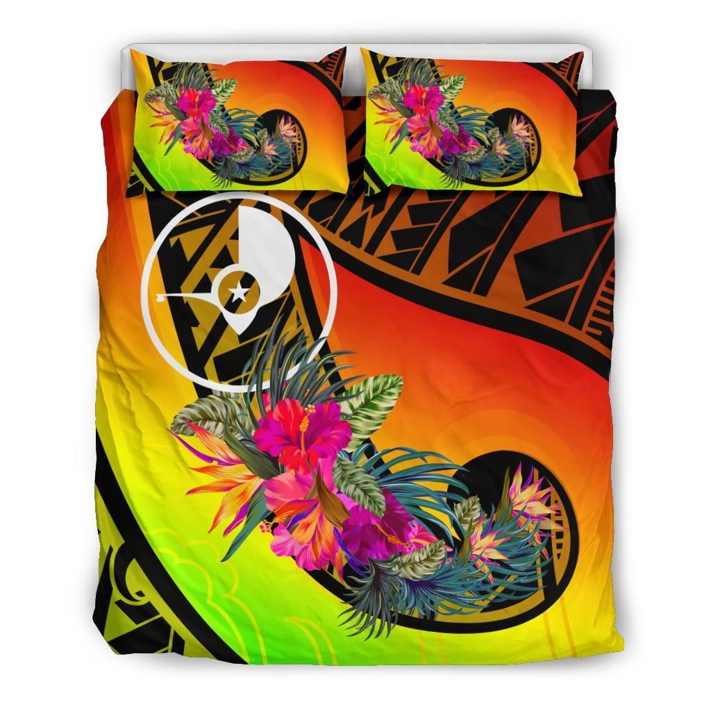 Yap Bedding Set - Polynesian Hook And Hibiscus (Reggae)