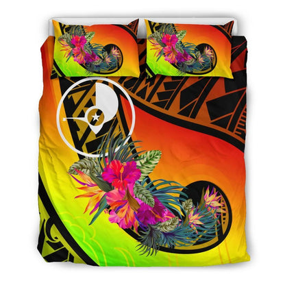 Yap Bedding Set - Polynesian Hook And Hibiscus (Reggae)