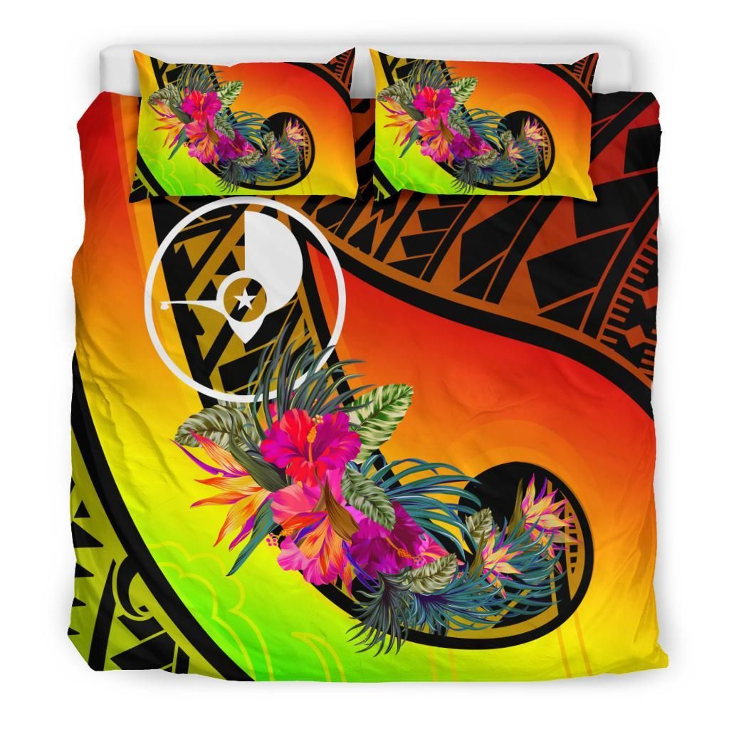 Yap Bedding Set - Polynesian Hook And Hibiscus (Reggae)