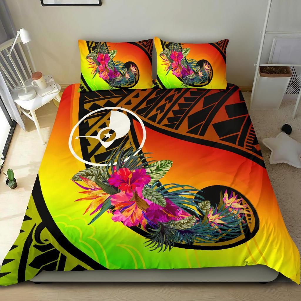 Yap Bedding Set - Polynesian Hook And Hibiscus (Reggae)
