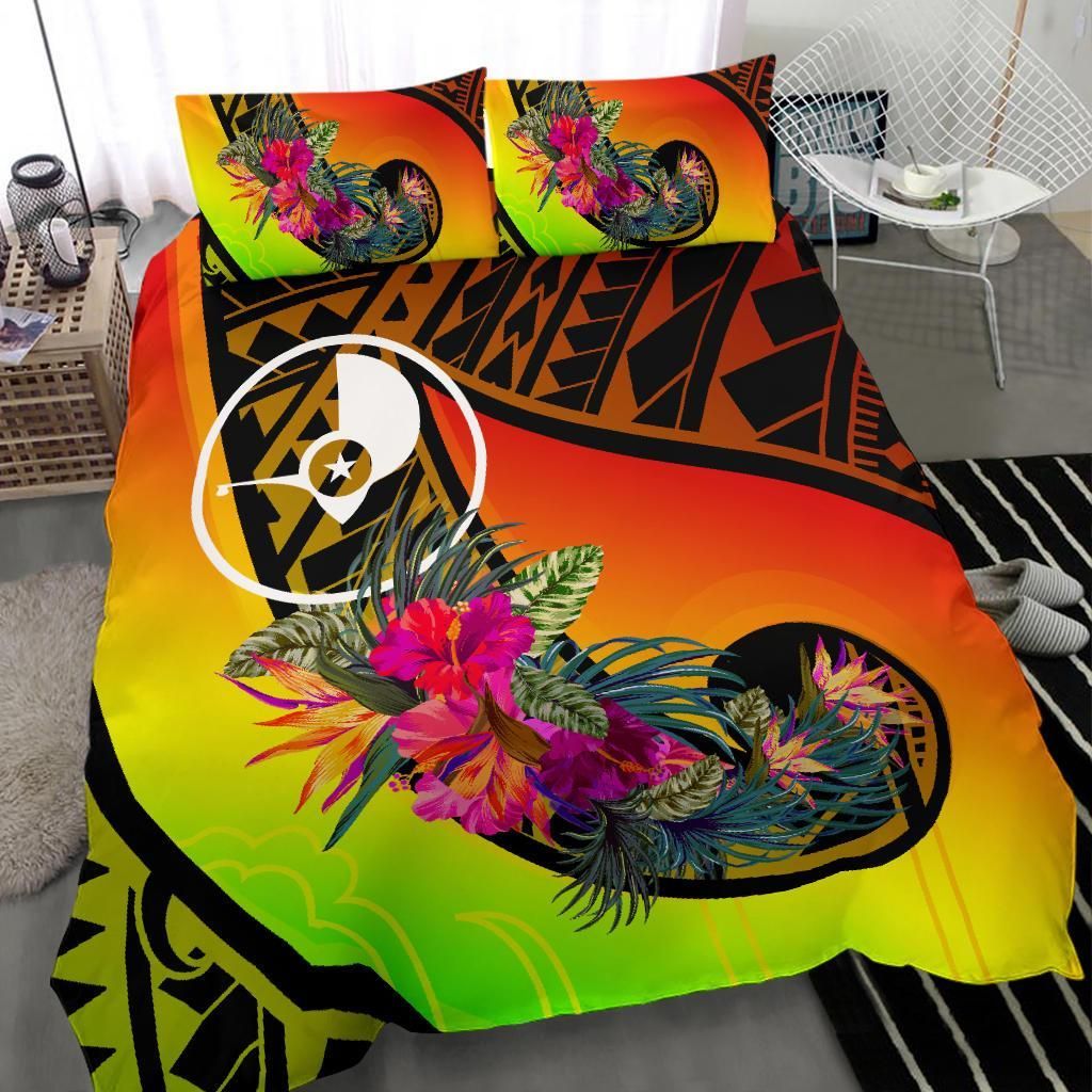 Yap Bedding Set - Polynesian Hook And Hibiscus (Reggae)