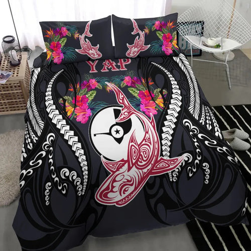 Yap Bedding Set - Polynesian Shark Hibiscus Flower
