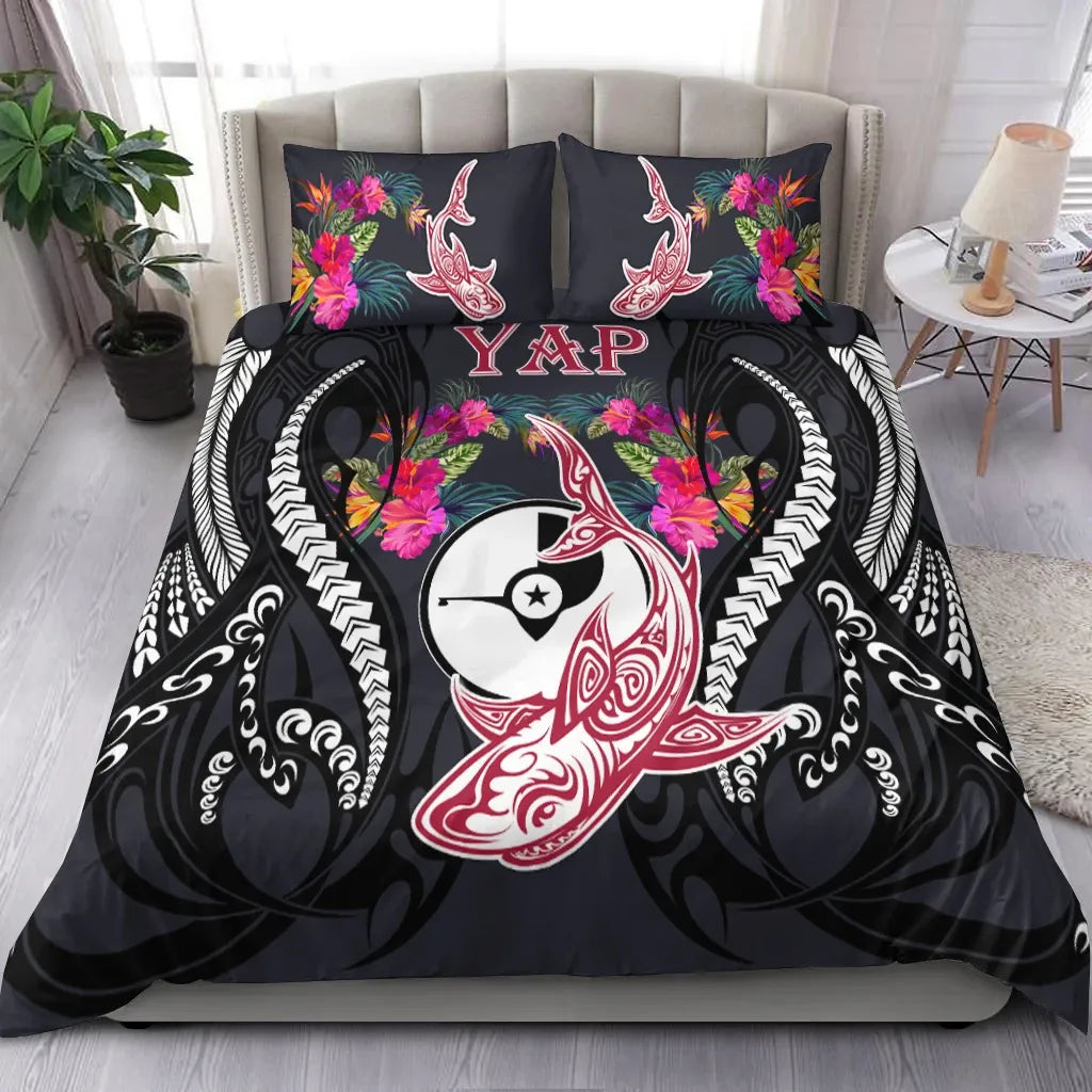 Yap Bedding Set - Polynesian Shark Hibiscus Flower