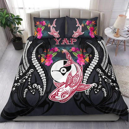 Yap Bedding Set - Polynesian Shark Hibiscus Flower