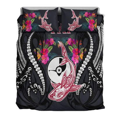 Yap Bedding Set - Polynesian Shark Hibiscus Flower