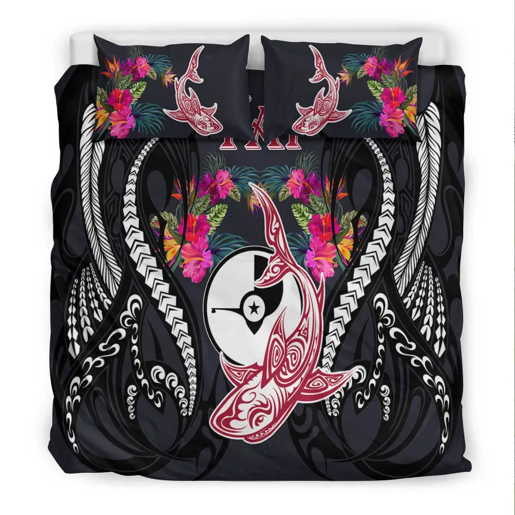 Yap Bedding Set - Polynesian Shark Hibiscus Flower