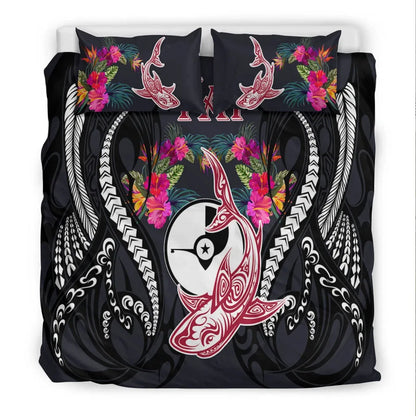 Yap Bedding Set - Polynesian Shark Hibiscus Flower