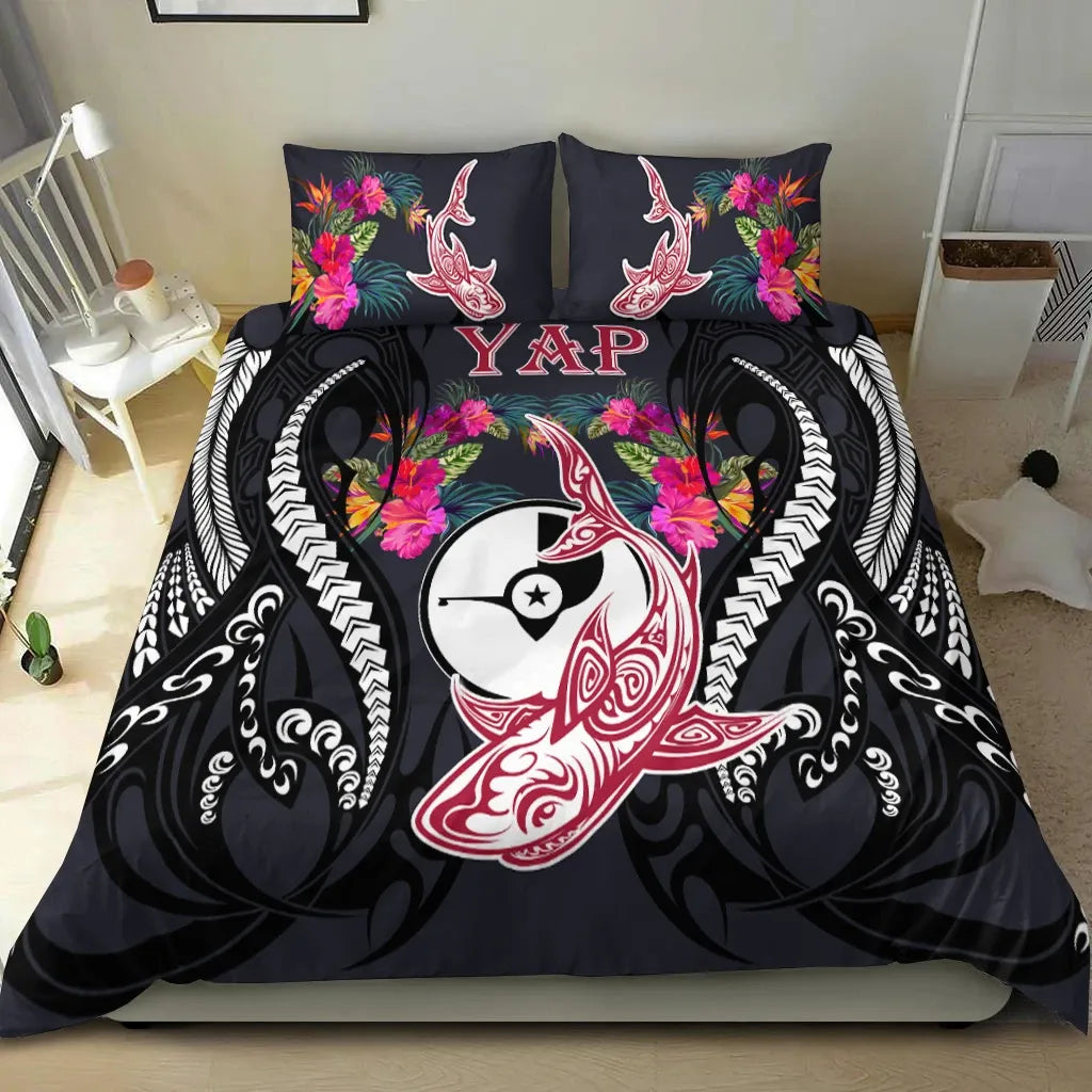 Yap Bedding Set - Polynesian Shark Hibiscus Flower
