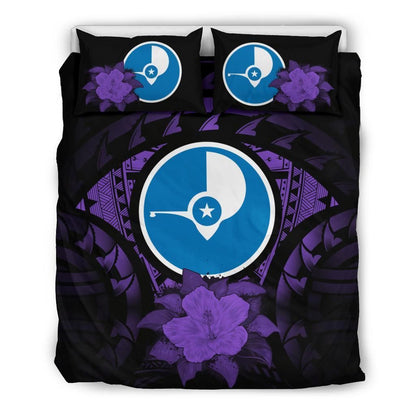 Yap Duvet Cover Set - Yap Flag & Purple Hibiscus