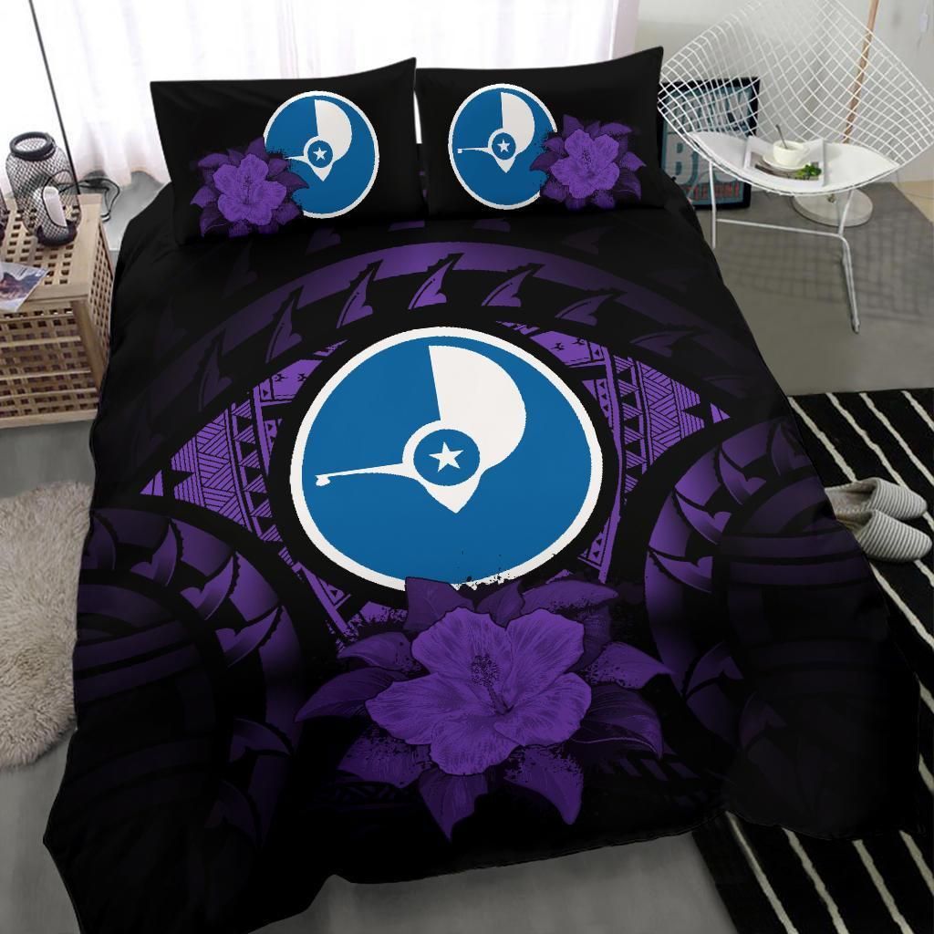 Yap Duvet Cover Set - Yap Flag & Purple Hibiscus