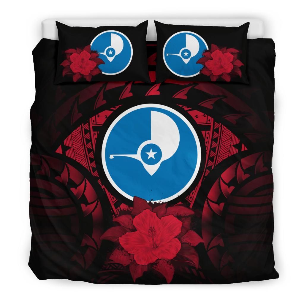 Yap Duvet Cover Set - Yap Flag & Red Hibiscus